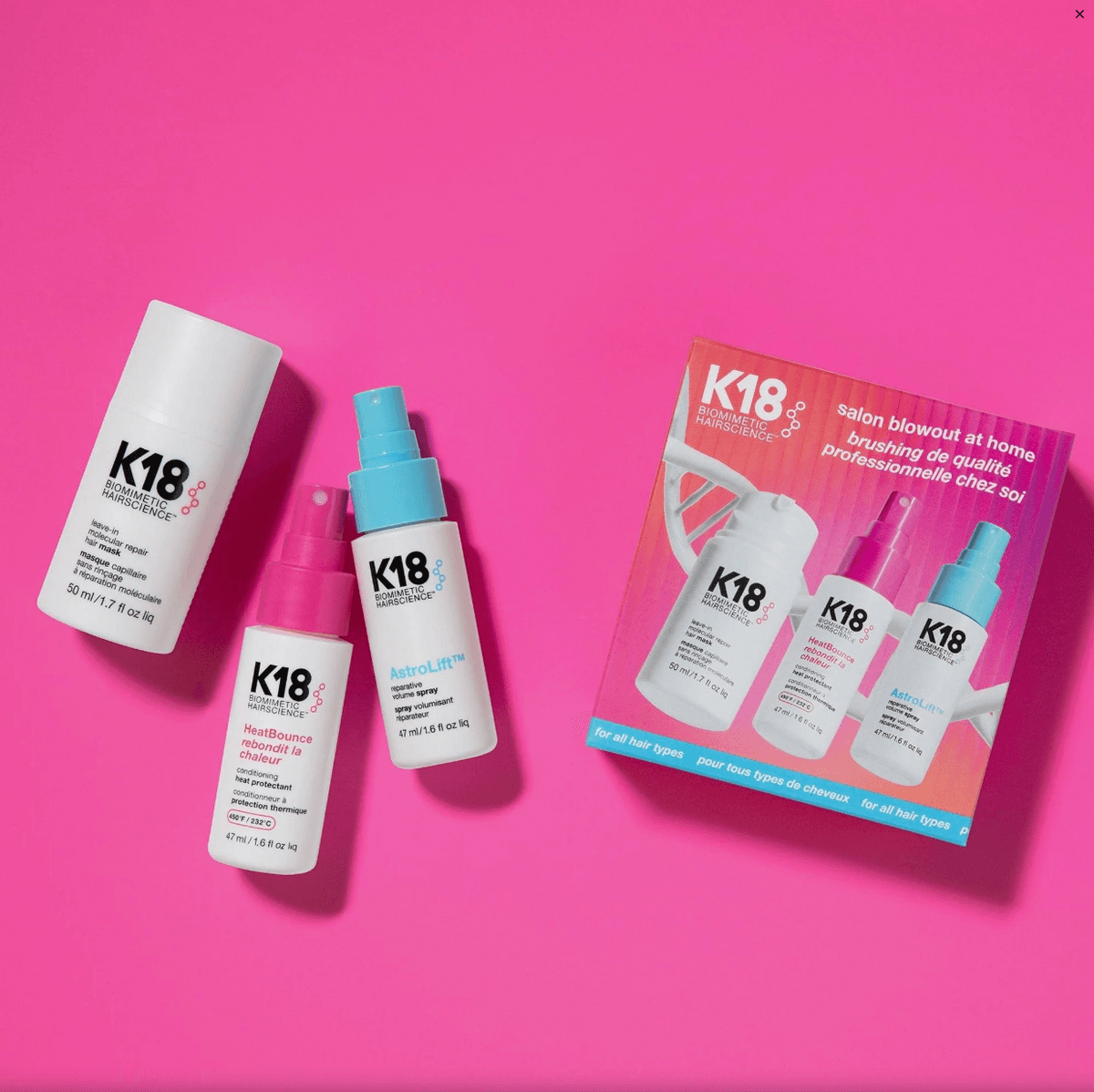 K18 Salon Blowout at Home Kit 50ml Mask + 47ml HB + 47ml Astrolift